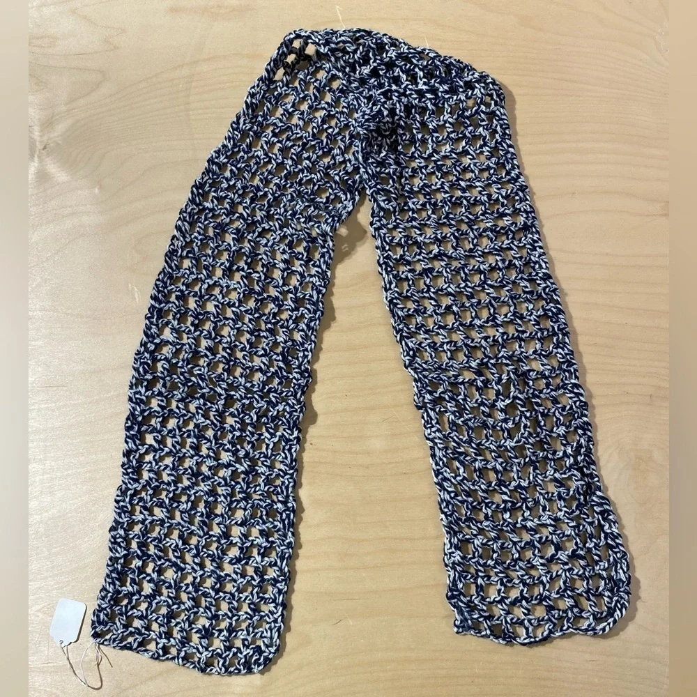 Handmade Crochet Scarf in Black and White (OS)
